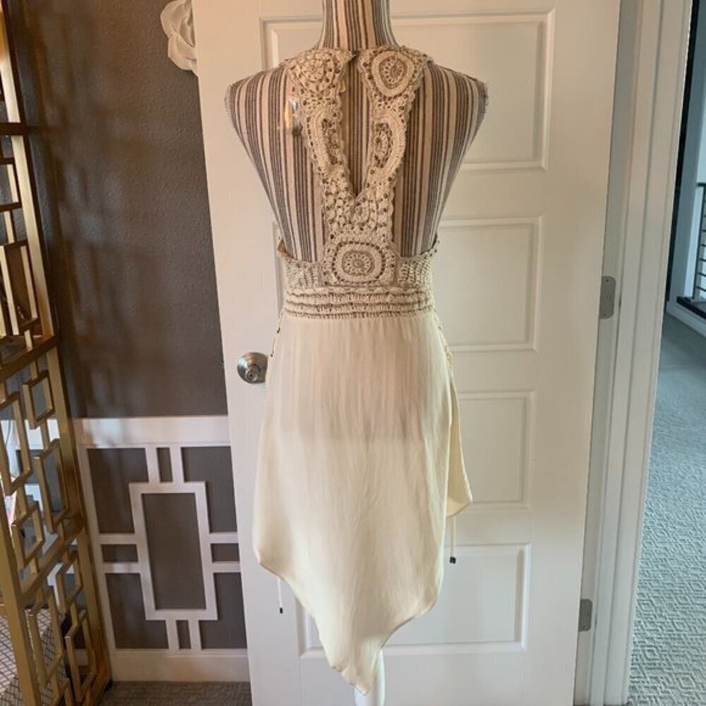 Haute Hippie Crochet Halter Lace-Up Dress - Picture 3 of 10